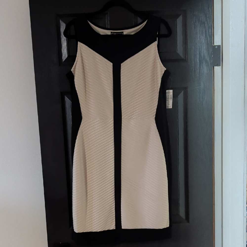 dressbarn Black and Cream Midi Dress